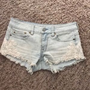 AE Denim Lace Jean Cut Off Shorts